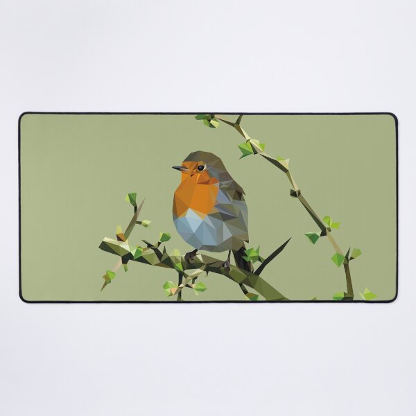 Item preview, Robin bird lowpoly green yellow background looking to the left designed and sold by xP42.