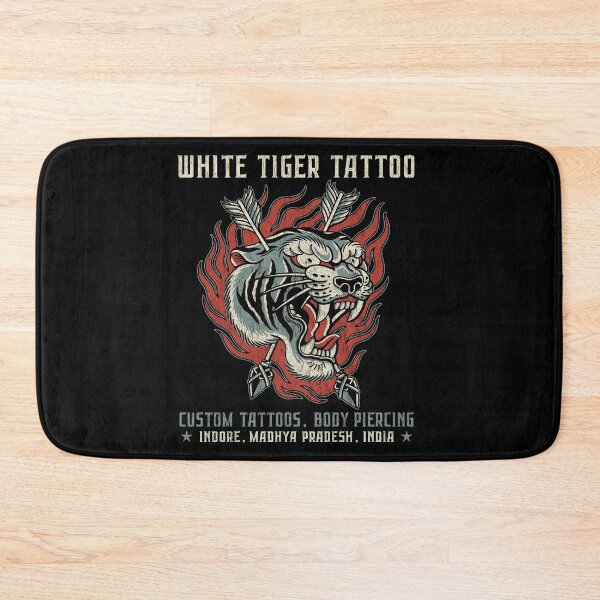 Item preview, White Tiger Tattoo, Studio Design, Neo Traditional, Old School, Indore, India designed and sold by Proverbial Wisdom Design.