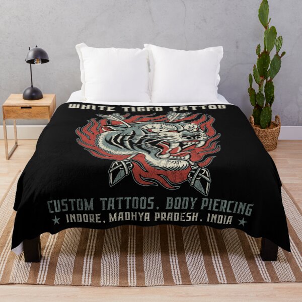 Item preview, White Tiger Tattoo, Studio Design, Neo Traditional, Old School, Indore, India designed and sold by Proverbial Wisdom Design.