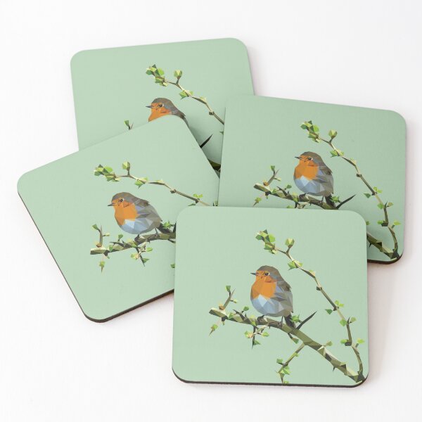 Item preview, Robin bird lowpoly mint background looking to the left designed and sold by xP42.