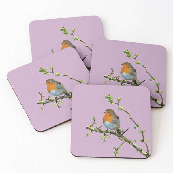 Item preview, Robin bird lowpoly pink background looking to the left designed and sold by xP42.