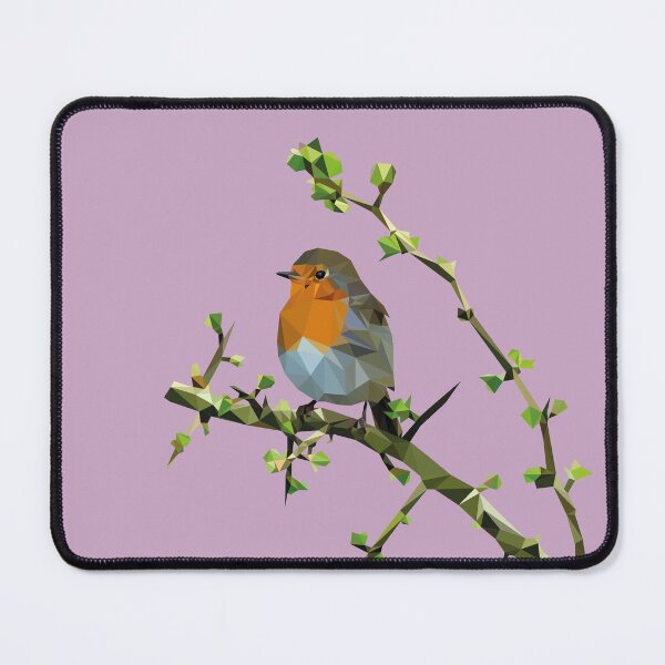 Item preview, Robin bird lowpoly pink background looking to the left designed and sold by xP42.