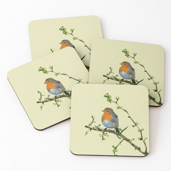 Item preview, Robin bird lowpoly yellow background looking to the left designed and sold by xP42.