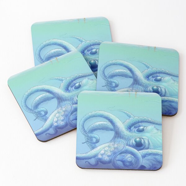 Item preview, Swimmer encounter a underwater Kraken creature  designed and sold by Rene Trujillo Illustrations.