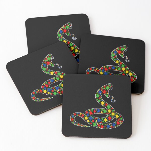 Aperçu de l'œuvre Sensibilisation à l'autisme de pièces de puzzle d'animaux de serpent créée et vendue par xmjajd.