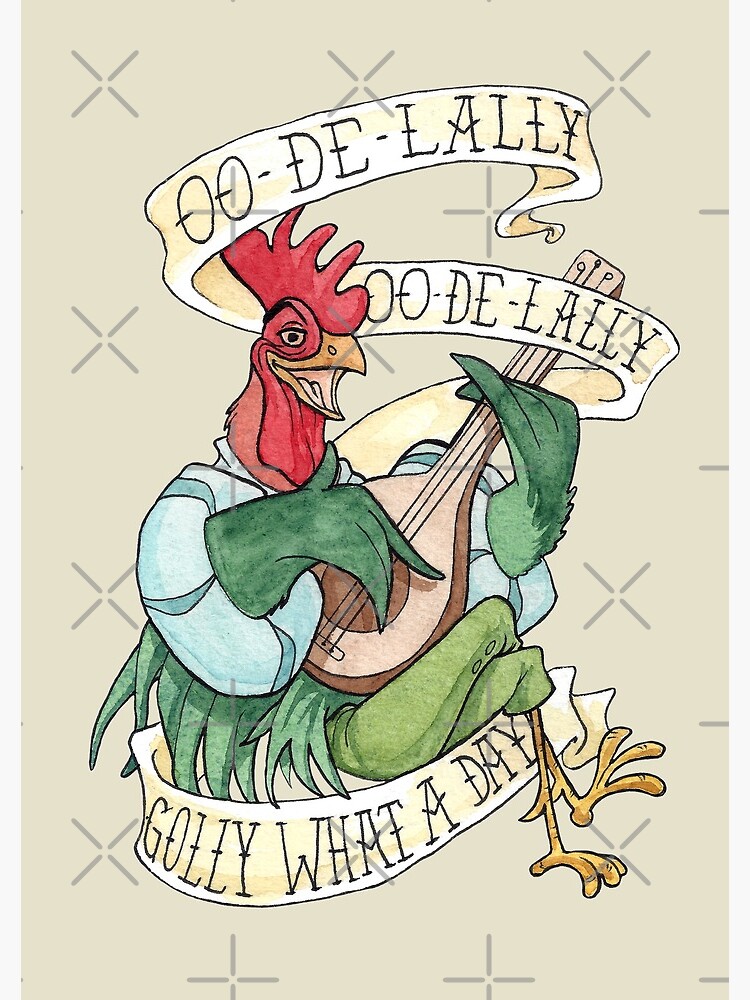 Alan-A-Dale Rooster : OO-De-Lally Golly What A Day Tattoo Watercolor Painting Robin Hood by Rvaya
