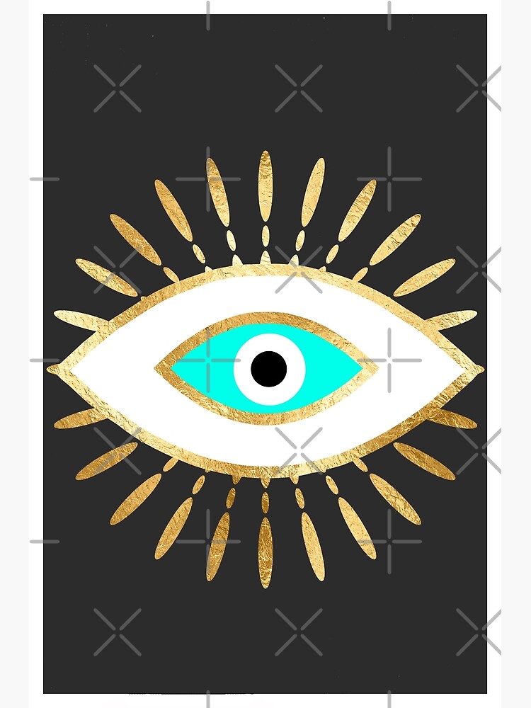 Carte De Vœux Hamsa Oeil Mauvais Feuille D Or Imprimer Par Sofiahawk Redbubble