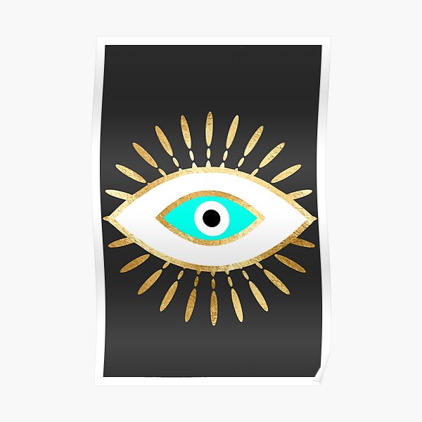 hamsa evil eye gold foil print Poster