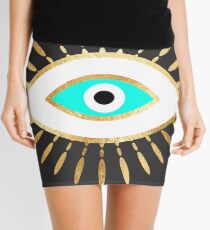 hamsa evil eye gold foil print Mini Skirt