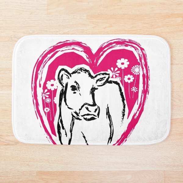 Item preview, Cute Moo Moo Cow In A Pink Love Heart with Flowers designed and sold by DappleDesign.