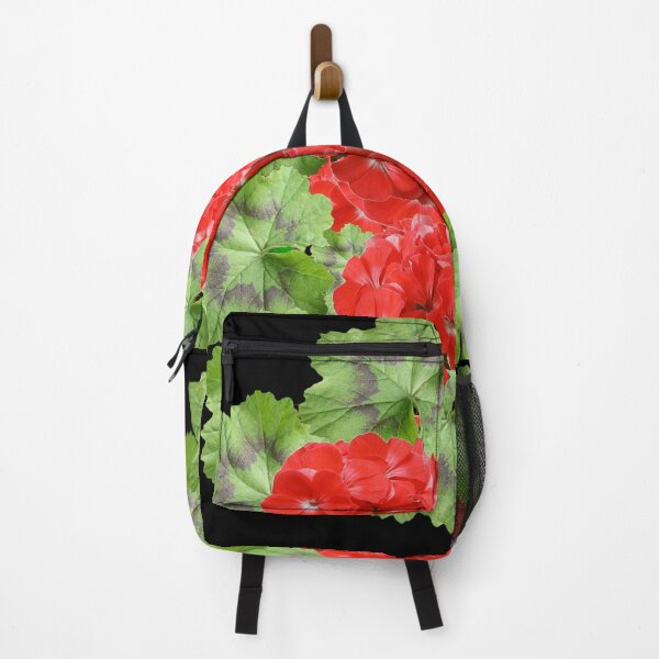 Item preview, RED GERANIUMS LEAF PATTERN BLACK COLOR ART designed and sold by sharlesart.
