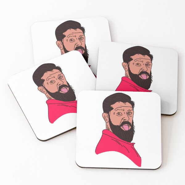 Item preview, Bearded man stick tongue out red background designed and sold by KARTICK DUTTA.