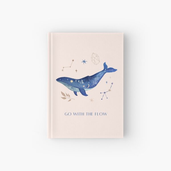 Watercolor mystical whale with celestial elements Hardcover Journal