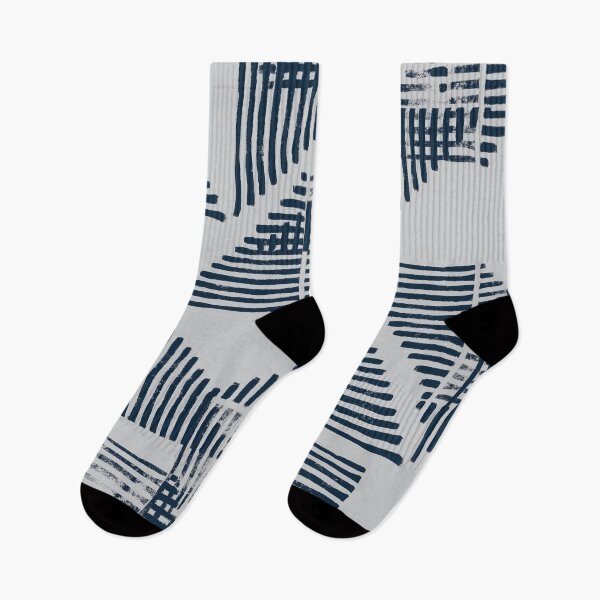 Item preview, Striped Triangle Geometric Block Print in Blue and Gray designed and sold by House of Haha.