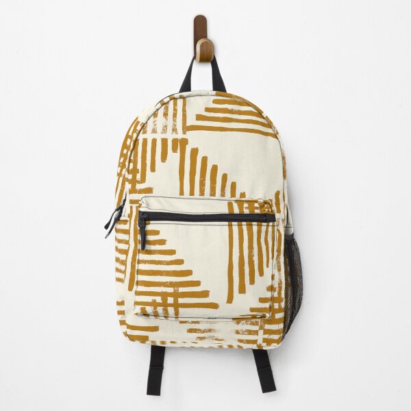 Item preview, Striped Triangle Geometric Block Print in Mustard Yellow designed and sold by House of Haha.