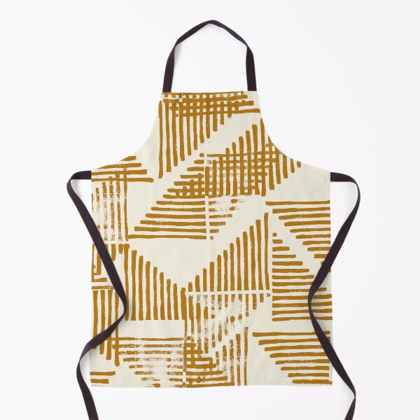 Item preview, Striped Triangle Geometric Block Print in Mustard Yellow designed and sold by House of Haha.