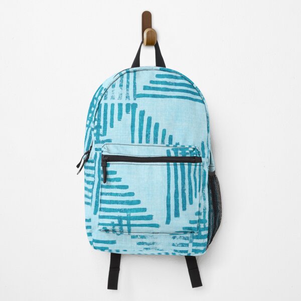 Item preview, Striped Triangle Geometric Block Print in Teal designed and sold by House of Haha.