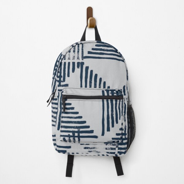 Item preview, Striped Triangle Geometric Block Print in Blue and Gray designed and sold by House of Haha.