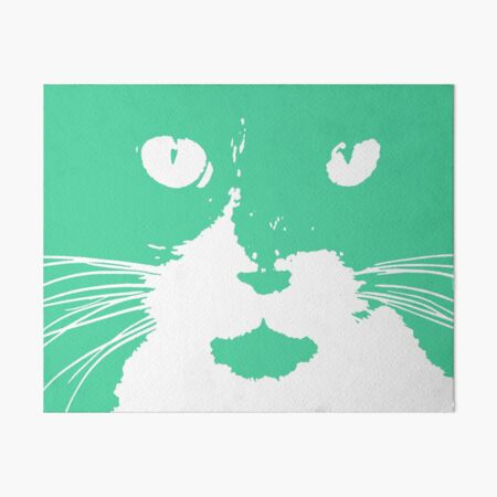 Cat Print/My Patch Turquoise Feline Face Abstract Design - Jenny Meehan Art Board Print