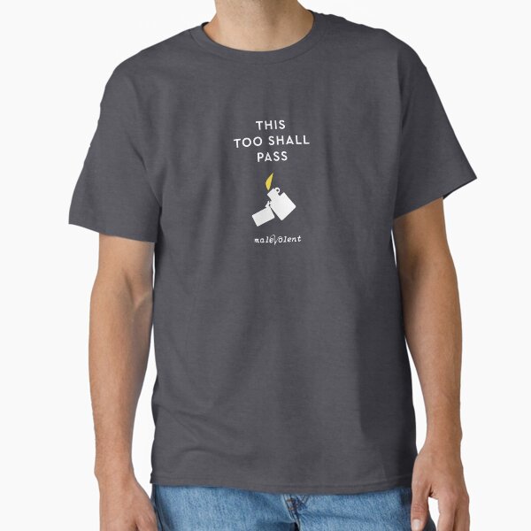 "This Too Shall Pass" White Lighter | Yellow Flame | On Black Classic T-Shirt