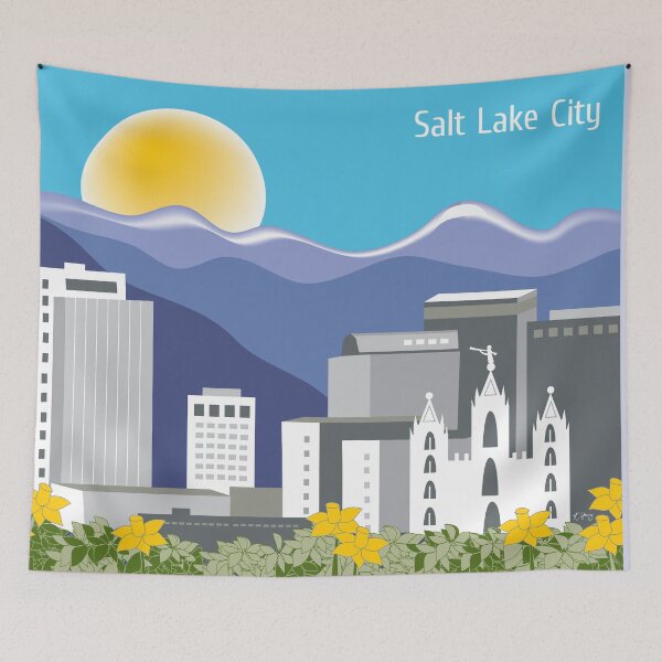 Item preview, Salt Lake City, Utah - Skyline Illustration by Loose Petals designed and sold by LoosePetals.