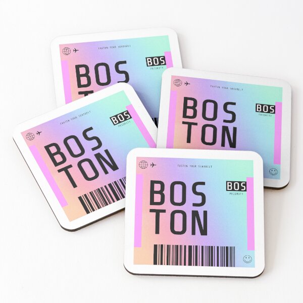 Item preview, Boston Boarding Pass BOS Rainbow Gradient designed and sold by lukassfr.
