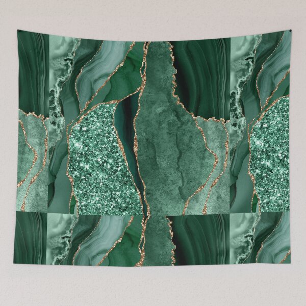 Item preview, Abstract Emerald Green and Gold Glitter Modern Geode Agate Design designed and sold by Paulele.