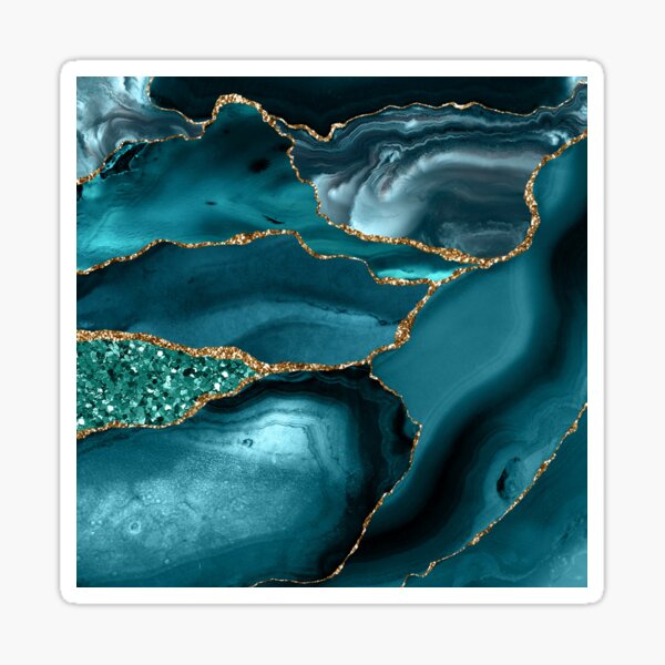 Item preview, Abstract Teal Blue and Gold Glitter Modern Geode Agate Design designed and sold by Paulele.