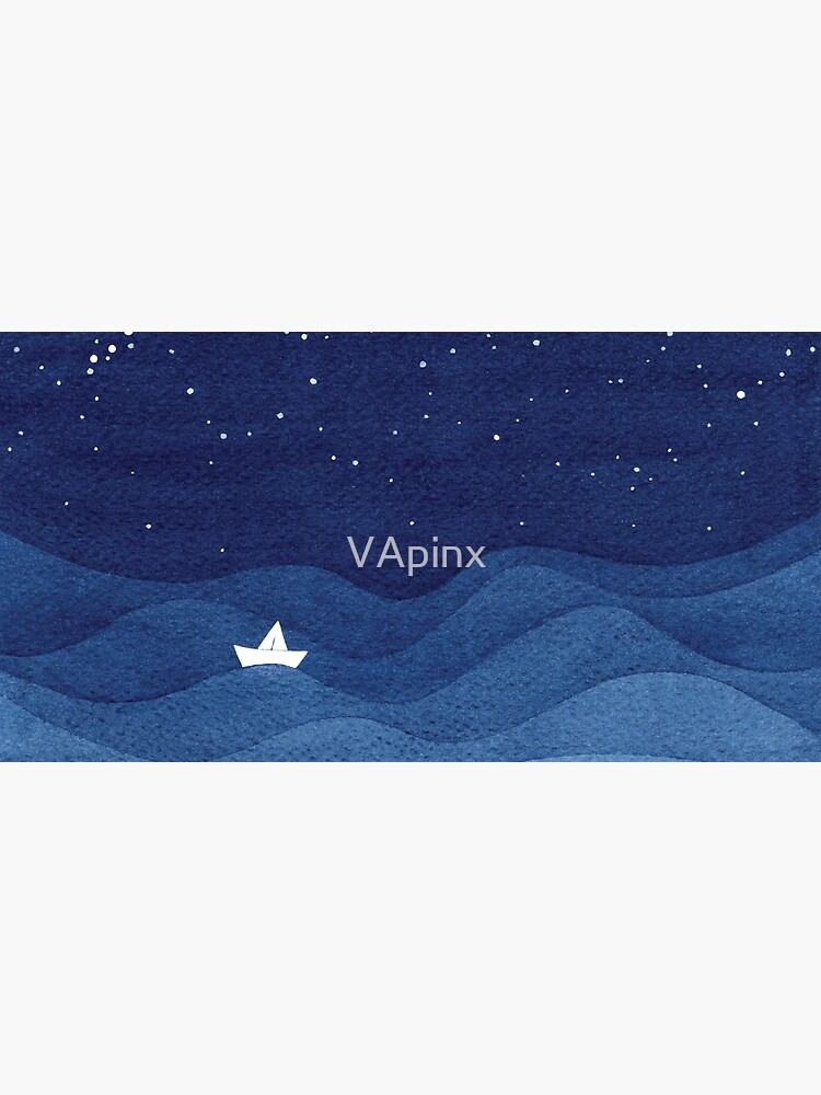 blue ocean waves, sailboat ocean stars by VApinx