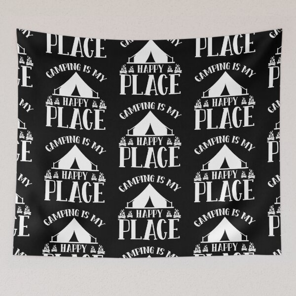 Item preview, Camping is My Happy Place Adventure Awaits le Mountain Hiking Camping Tree Mountains Tent Art Design Happy Apparel Essential Inspiration Joy Mood Funny designed and sold by DesignByHeartUK.