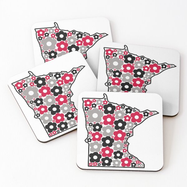 Item preview, Minnesota Groovy Flowers Red Black Grey designed and sold by ehalverson101.