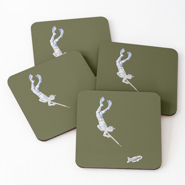 Item preview, Vintage Spearfishing Diver Underwater with Speargun and Fish URM designed and sold by urmaddad.