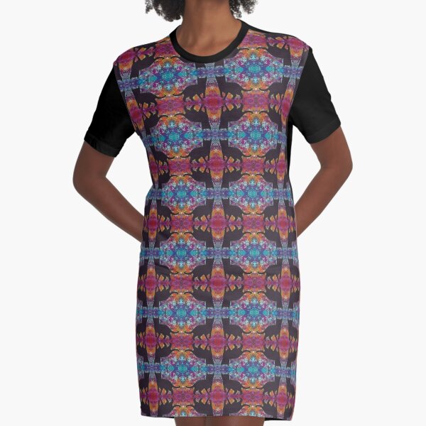 Bohemian Black Cat Graphic T-Shirt Dress