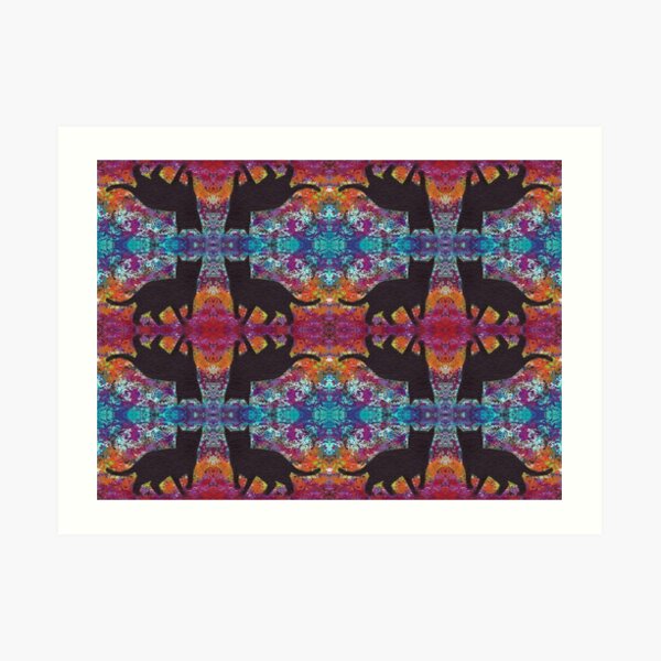 Bohemian Black Cat Art Print