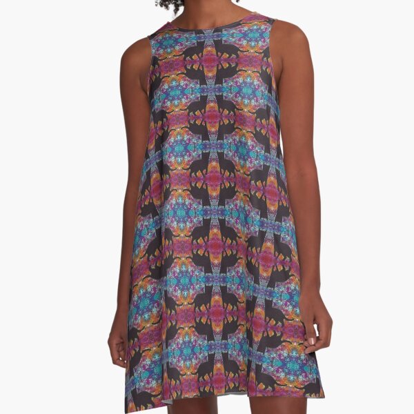 Bohemian Black Cat A-Line Dress