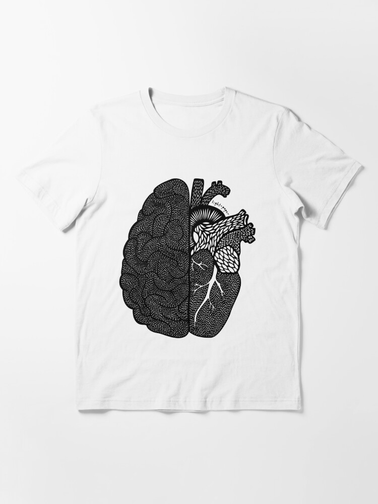 Heart/Brain Combo Black Print | Essential T-Shirt