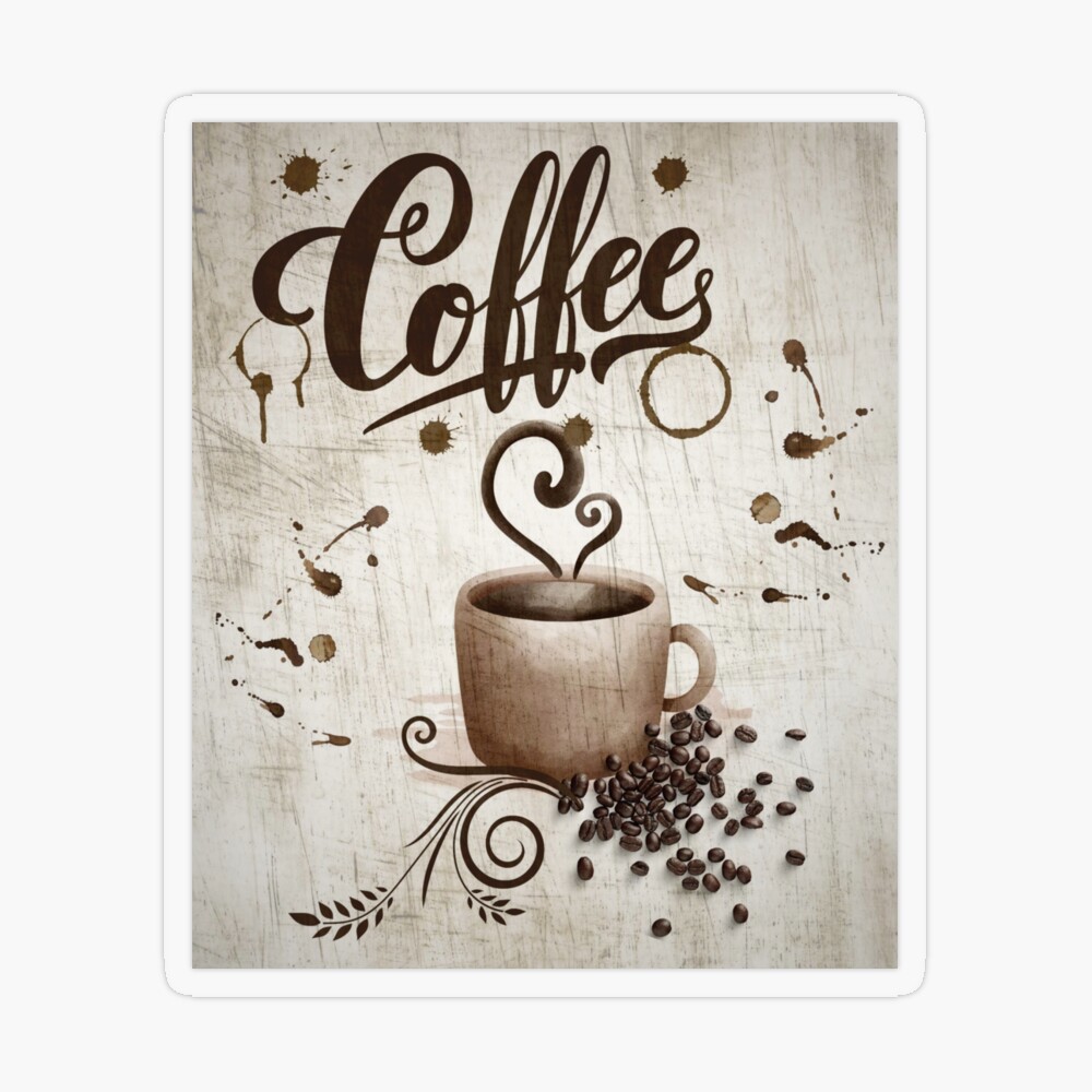 アンティーク ポスター Tea Coffee Painted Vintage Coffee