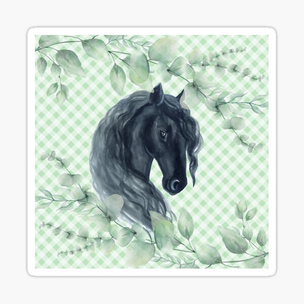 Vista previa del artículo con la obra «Hermoso caballo, vegetación y cuadros vichy, acuarela Cottagecore Beauty, 1 de 2 en esta colección», diseñado y vendido por Orianah.