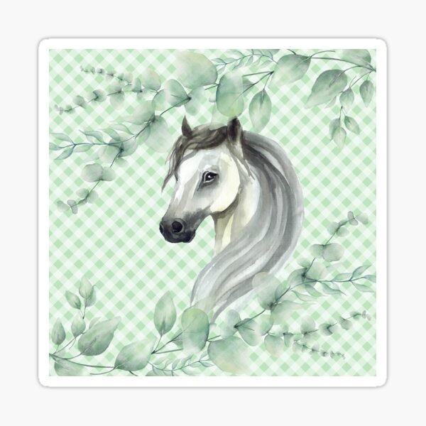 Vista previa del artículo con la obra «Hermoso caballo, vegetación y cuadros vichy, acuarela Cottagecore Beauty, 2 de 2 en esta colección», diseñado y vendido por Orianah.