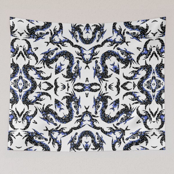 Item preview,  Blue And Black Metallic Mythical Dragon Chinoiserie  designed and sold by DesignLust.