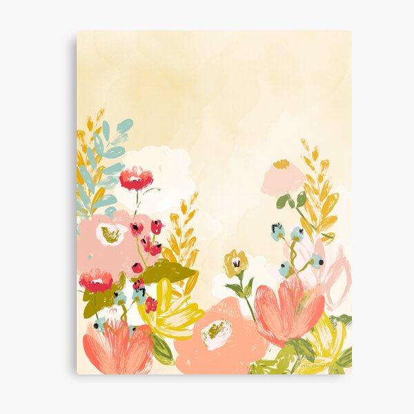 Bloom True II - Painterly Cottage Floral Art by Terri Conrad Designs Metal Print