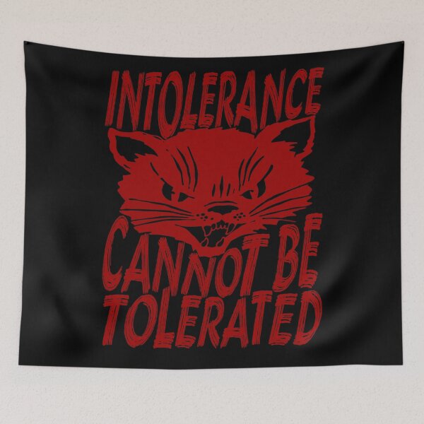 Item preview, Intolerance Cannot Be Tolerated - Punk, Cat, Leftist, Antifascist, Antiracist designed and sold by SpaceDogLaika.