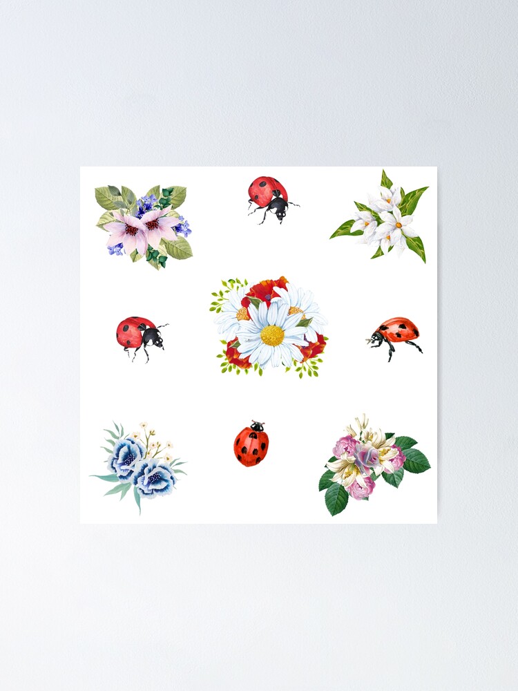 Watercolor Ladybugs Sticker for Sale by silviaol