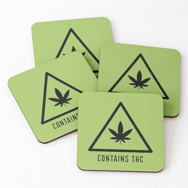 Item preview, Contains THC Weed Leaf Caution Symbol Label Black With Text - For Stoners/Smokers 420/Weed/Marijuana/Cannabis/Pot Lovers designed and sold by SteamParliament.