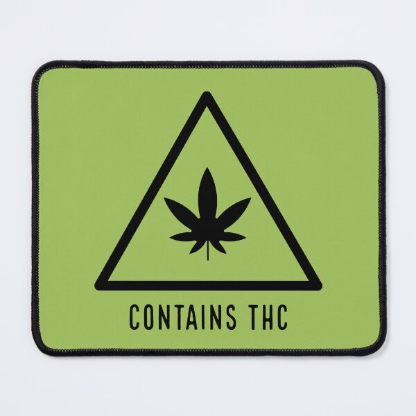 Item preview, Contains THC Weed Leaf Caution Symbol Label Black With Text - For Stoners/Smokers 420/Weed/Marijuana/Cannabis/Pot Lovers designed and sold by SteamParliament.