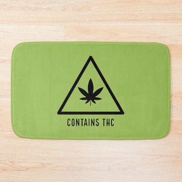 Item preview, Contains THC Weed Leaf Caution Symbol Label Black With Text - For Stoners/Smokers 420/Weed/Marijuana/Cannabis/Pot Lovers designed and sold by SteamParliament.