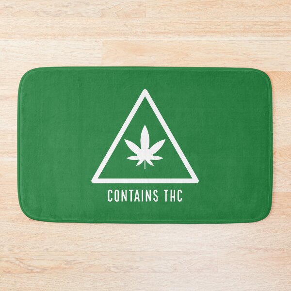 Item preview, Contains THC Weed Leaf Caution Symbol Label White With Text - For Stoners/Smokers 420/Weed/Marijuana/Cannabis/Pot Lovers designed and sold by SteamParliament.