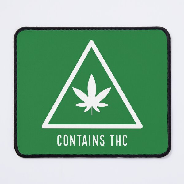 Item preview, Contains THC Weed Leaf Caution Symbol Label White With Text - For Stoners/Smokers 420/Weed/Marijuana/Cannabis/Pot Lovers designed and sold by SteamParliament.