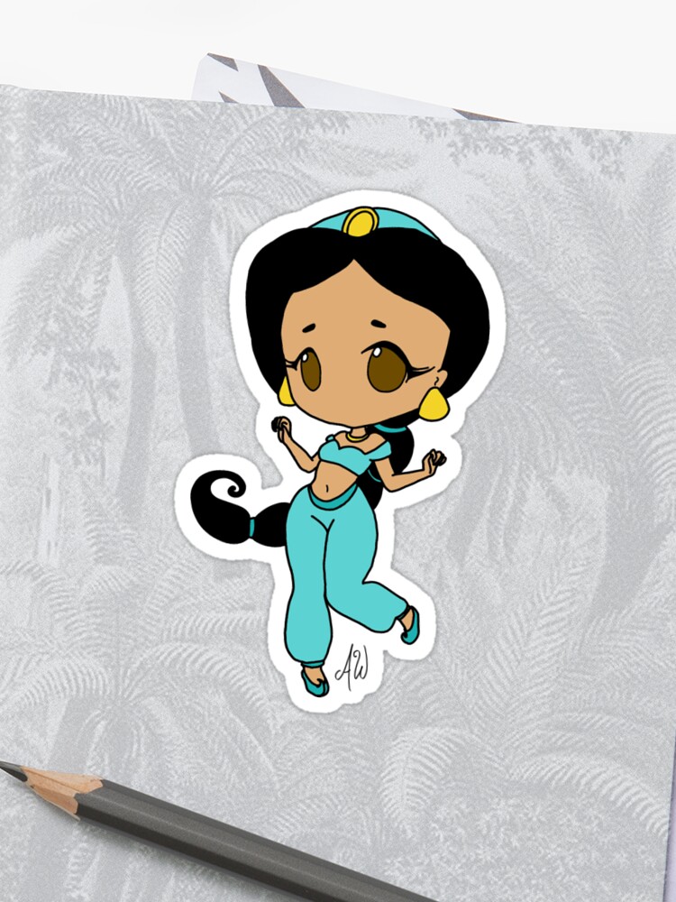 Chibi Princess Jasmine Full Color Sticker By Azurewhichcraft