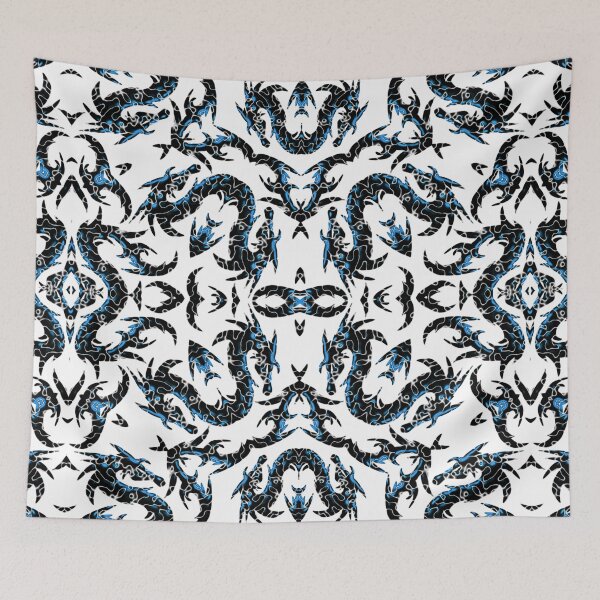 Item preview, Turquoise And Black Metallic Mythical Dragon Chinoiserie  designed and sold by DesignLust.